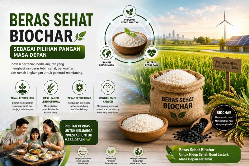 Beras Sehat Biochar sebagai Pilihan Pangan Masa Depan